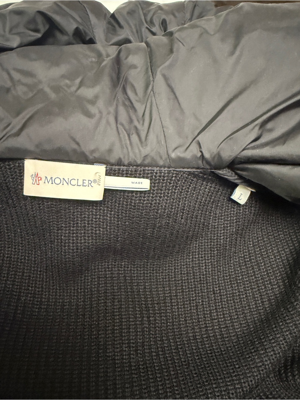 Moncler Black Quilted Down & Knit Hooded Jacket - Picture 3 of 4